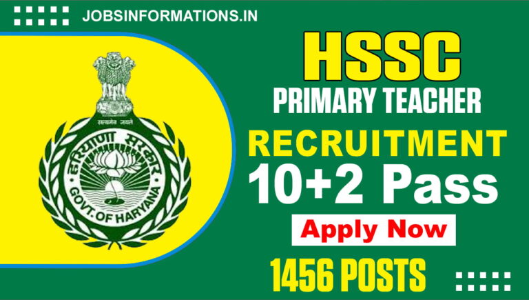 HSSC Primary Teacher Vacancy Notification 2024, Apply Online